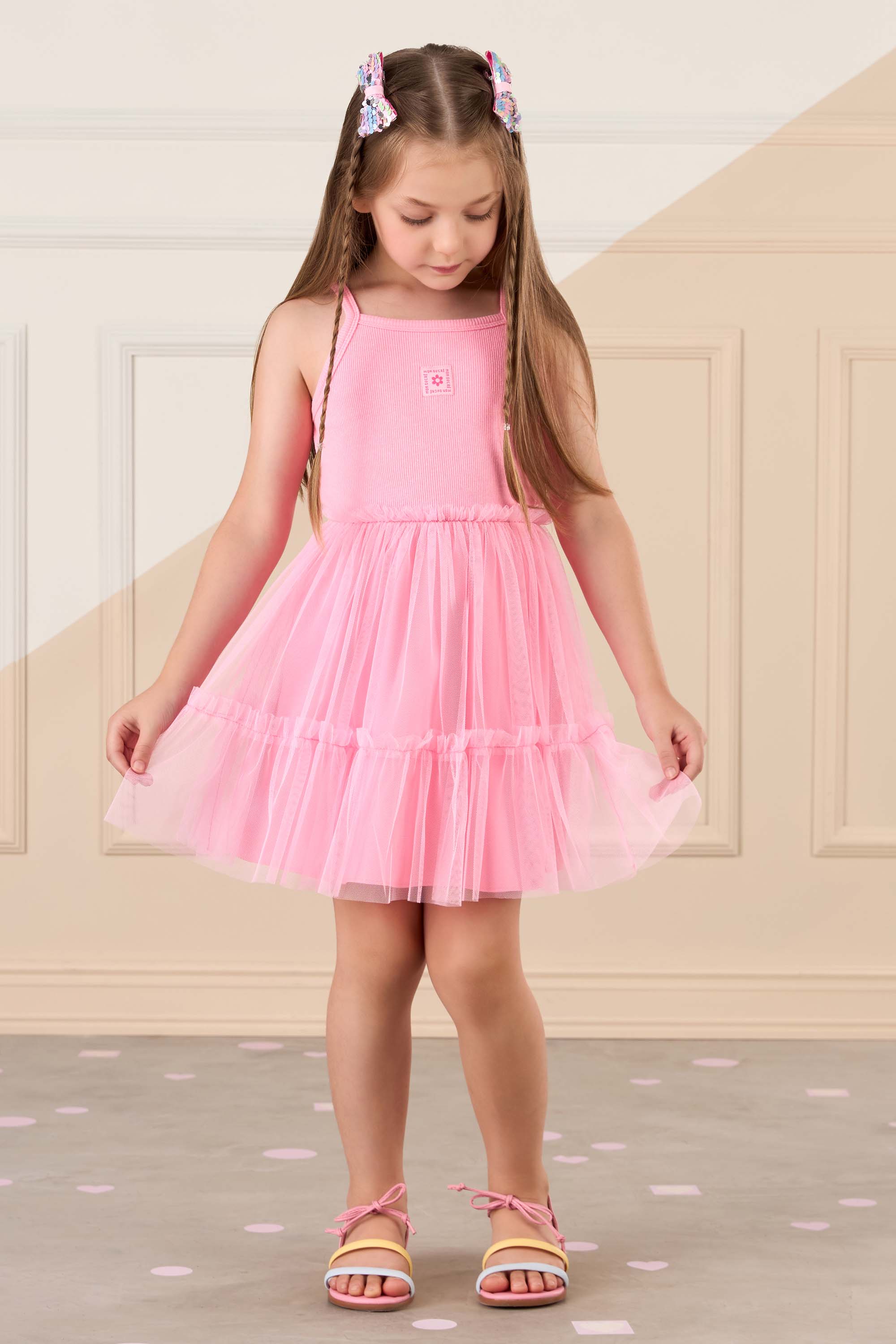 Tule Vestido Mon Sucre Chuva De Amor Vestido Rosa Vestido Infantil